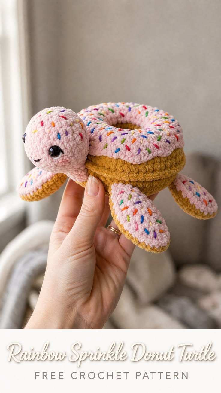 Rainbow Sprinkle Donut Turtle Crochet Project