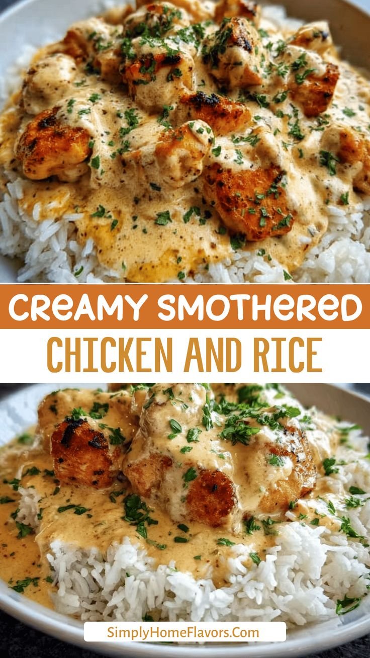 Creamy Smothered Chicken with Rice Recipe