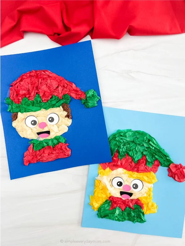 Elf Tissue Paper Craft For Kids [Free Template]