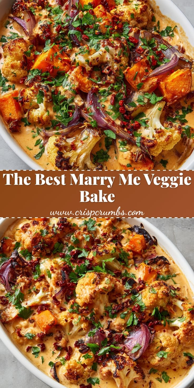 Creamy Marry Me Roasted Vegetable Bake - Easy Vegetarian Date Night Side
