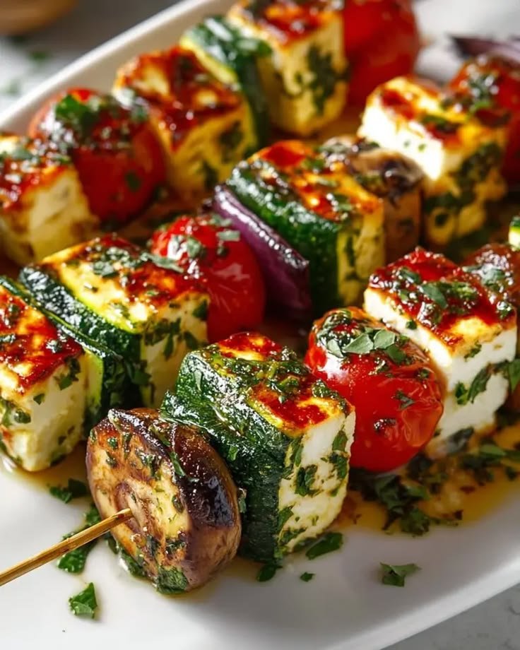 Halloumi-Zucchini-Spieße vom Grill