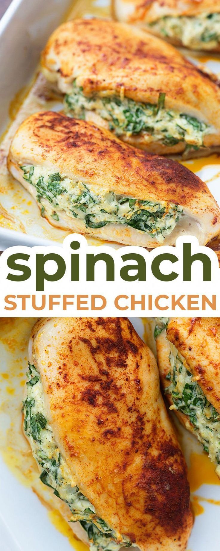 Spinach Stuffed Chicken Breasts - a healthy low carb dinner option!
