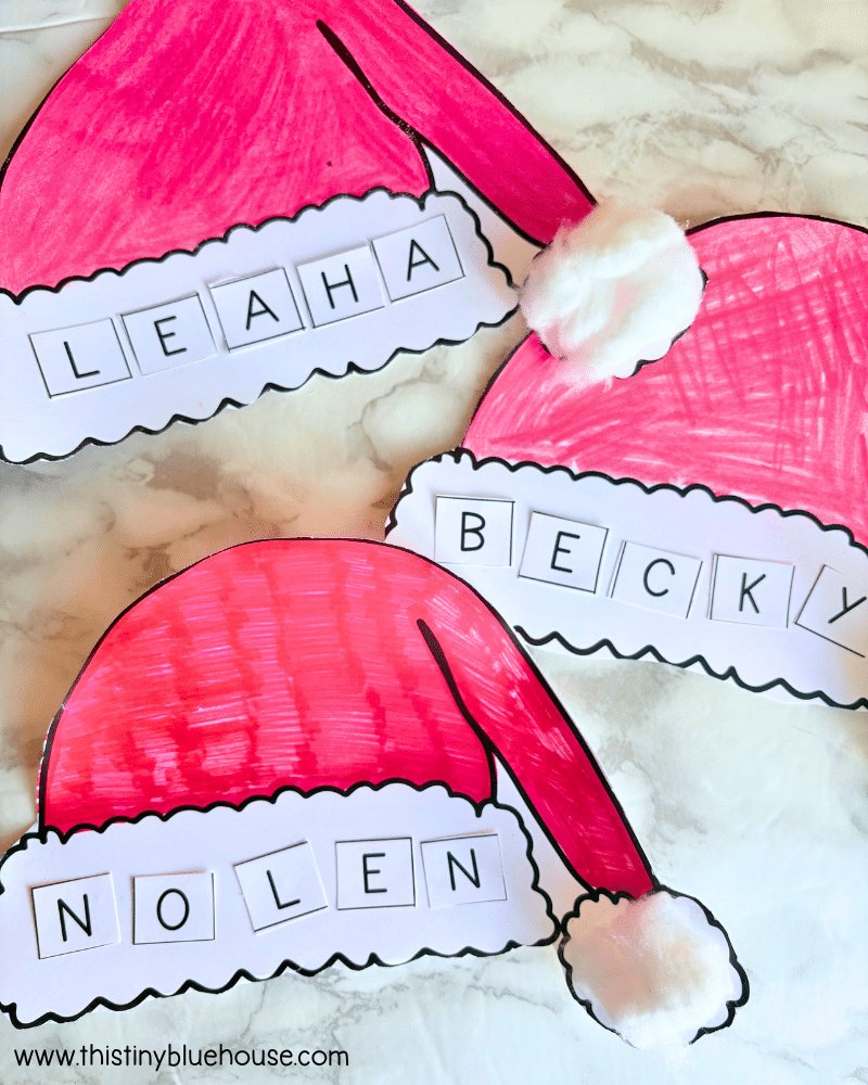 Santa Hat Printable Name Craft - This Tiny Blue House