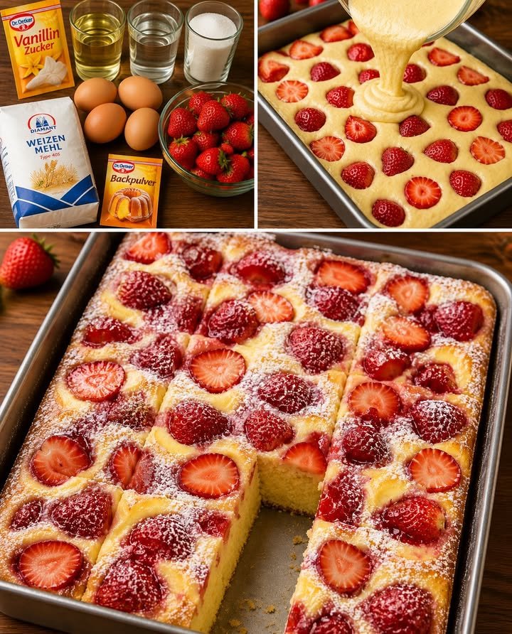 Erdbeerkuchen vom Blech – Saftig & Lecker