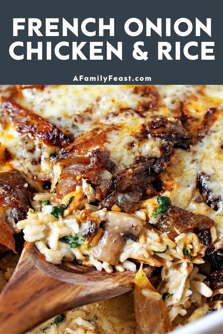 French Onion Chicken & Rice - A Family Feast | French onion chicken recipe, Large dinner recipes, Dinner ideas for large family