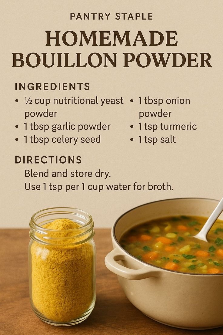 Diy soup and gravy mix | Homemade chicken broth mix, Home made chicken broth packet, Homemade pantry staples recipes