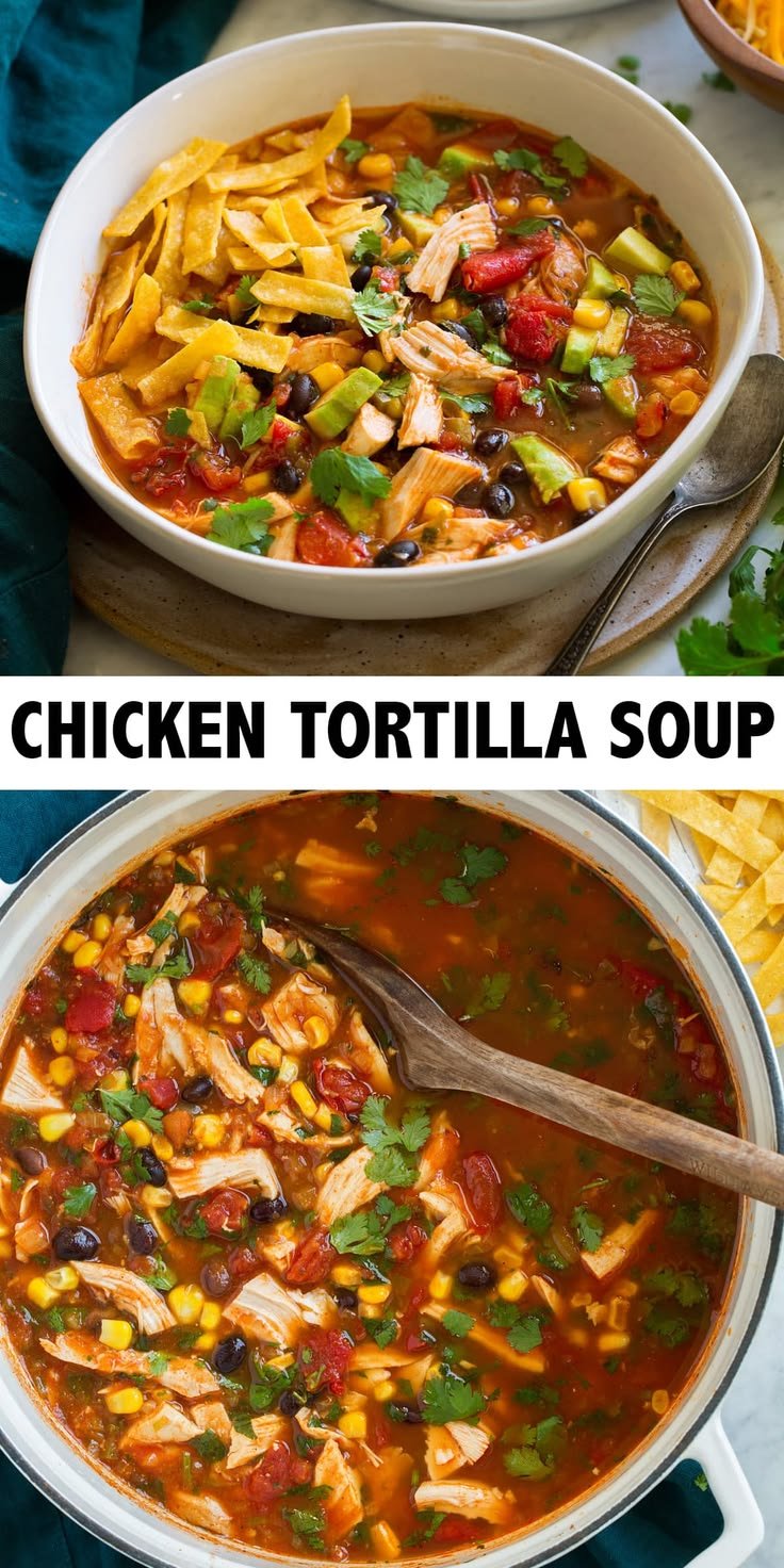 Flavorful Chicken Tortilla Soup Recipe | Homemade tortilla soup ideas, Healthy tortilla soup ideas, Chicken tortilla soup recipes homemade