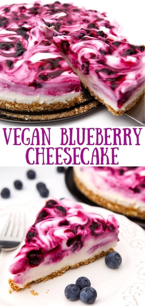Easy No-Bake Vegan Blueberry Cheesecake | Vegan cheesecake with fruit, Vegan orange and blueberry cheesecake, Blueberry cheesecake recipe vegan