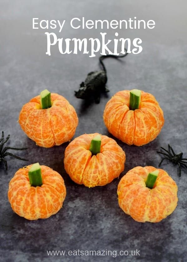 Healthy Clementine Pumpkins for Halloween Parties and Kids' Lunch Boxes | Pumpkin snacks for party, Pumpkin theme snacks, Healthy halloween snacks