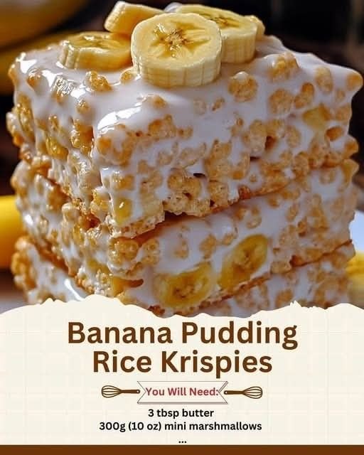 Heavenly Banana Pudding Rice Krispie Treats | Banana pudding flavored rice krispies, Banana flavored rice krispies with bananas, Banana flavored rice krispie treats with cool whip