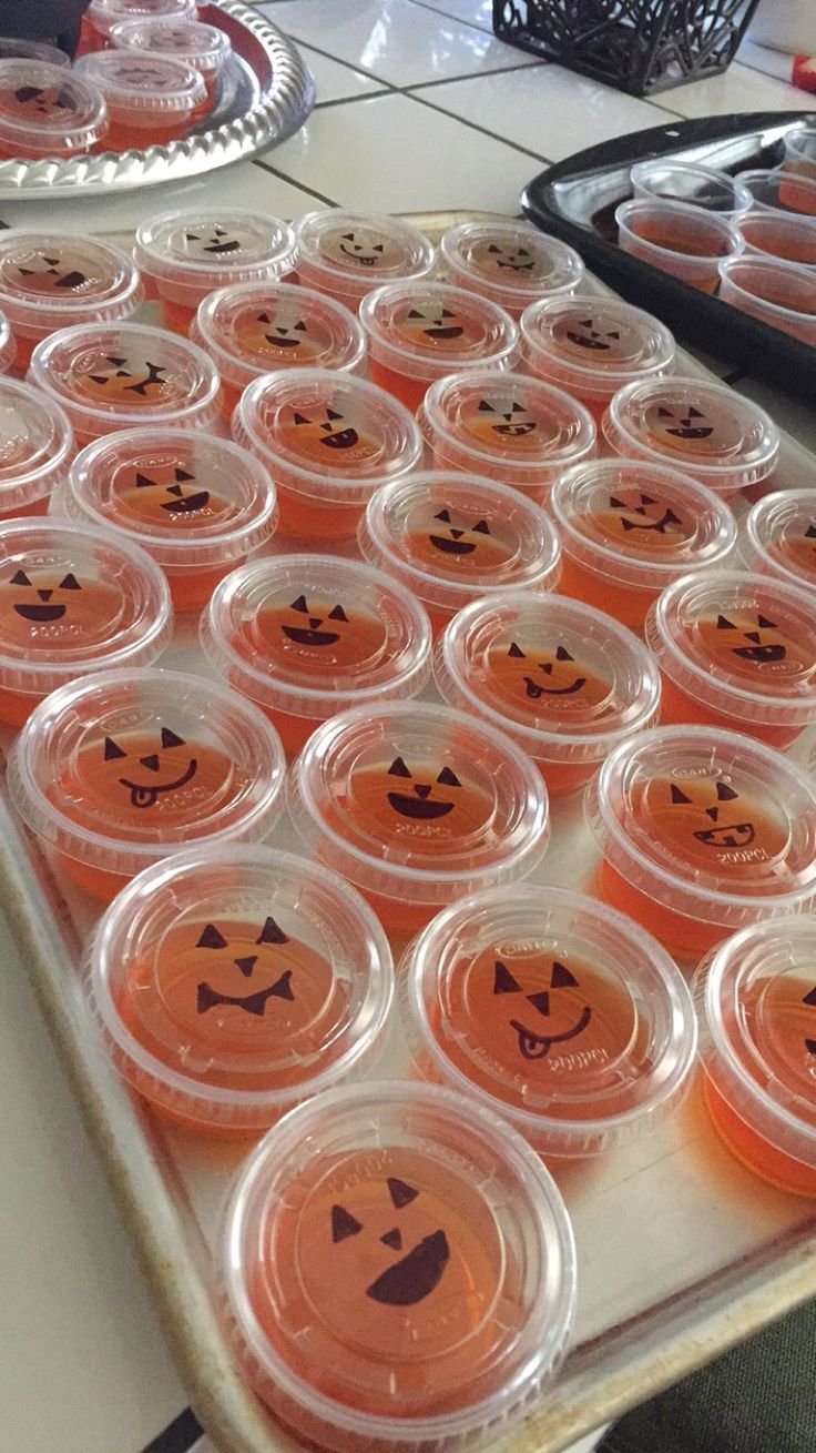Fireball and Apple Cider jack-o-lantern Jell-O shots | Fireball jello shots halloween, Fireball cider jello shots, Fireball pumpkin