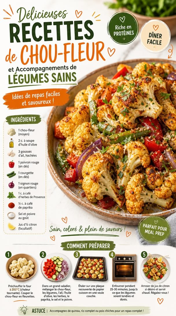 Recettes de chou-fleur croquant pour les dîners légers en famille