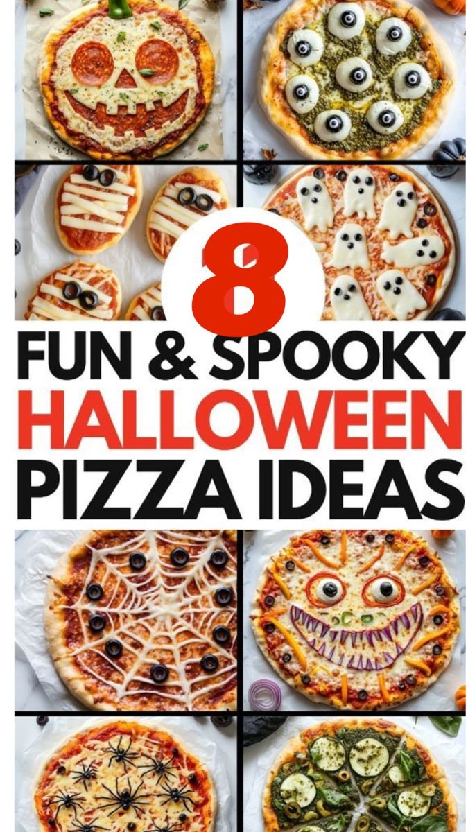 How to make a pizza for hallowween | Spooky pizza recipes, Making a pizza for halloween, Spooky pizza shapes