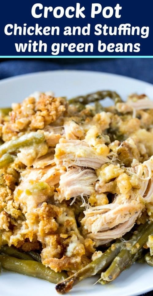 Deliciously Easy Crock Pot Chicken and Stuffing with Green Beans Recipe | Easy dinner recipes crockpot chicken green beans, Crockpot chicken and green bean recipes, Chicken stuffing green beans