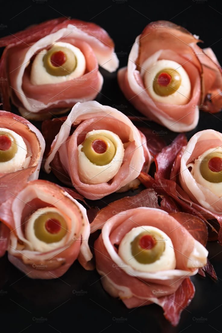 Snack eyeballs halloween featuring jerked beef, halloween, and cured