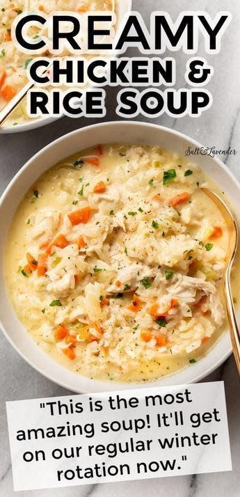 Deliciously Creamy Chicken and Rice Soup Recipe | Comfort soup