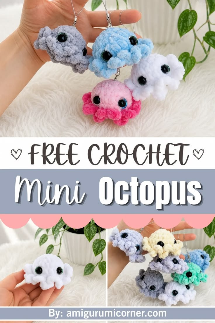 Crochet Octopus Keychain