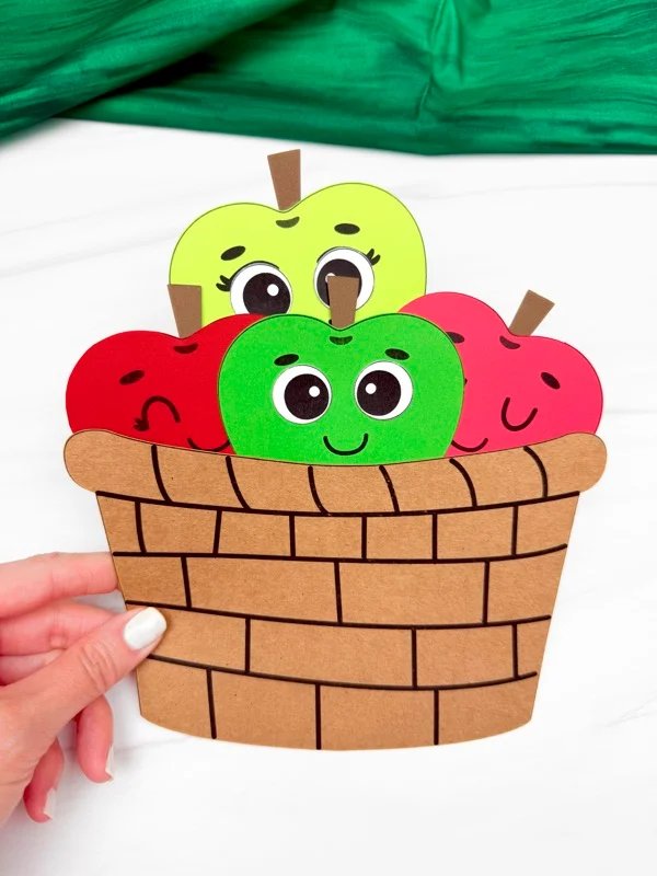 Easy Apple Basket Craft For Kids [Free PDF Template]
