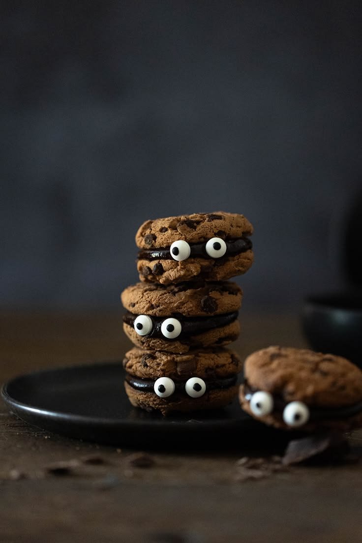 Halloween Kekse ohne Ausstecher: Gefüllte Chocolate Chip Cookies