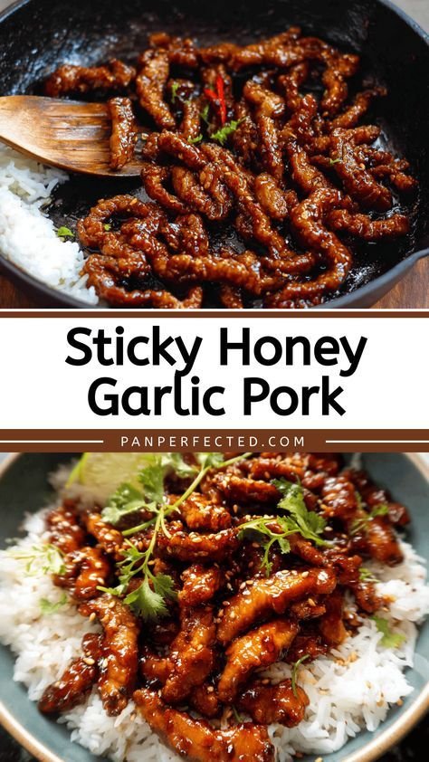 Sticky Honey Garlic Pork - Pan Perfected