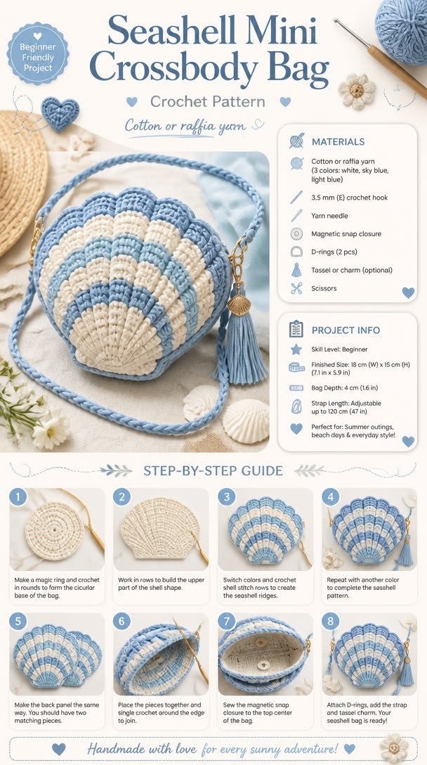 Seashell Mini Crossbody Bag Crochet Pattern