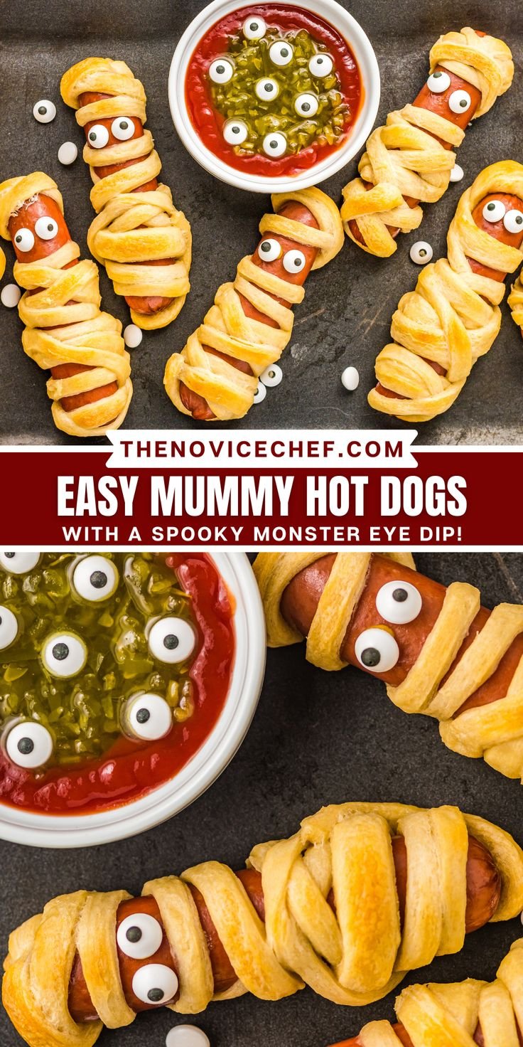 Frightfully Fun Mummy Dogs: Easy Halloween Treat Recipe | Hot dog mummy snacks, Crescent roll mummy dogs, Halloween food mummy dogs