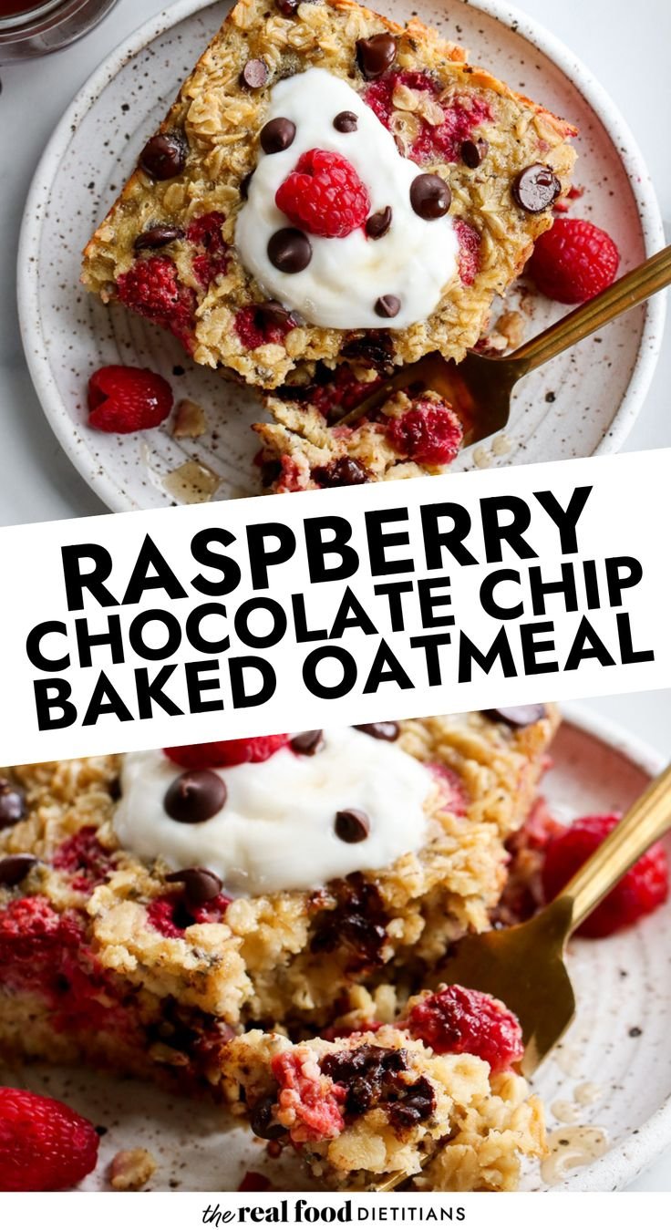 Raspberry Chocolate Chip Baked Oatmeal