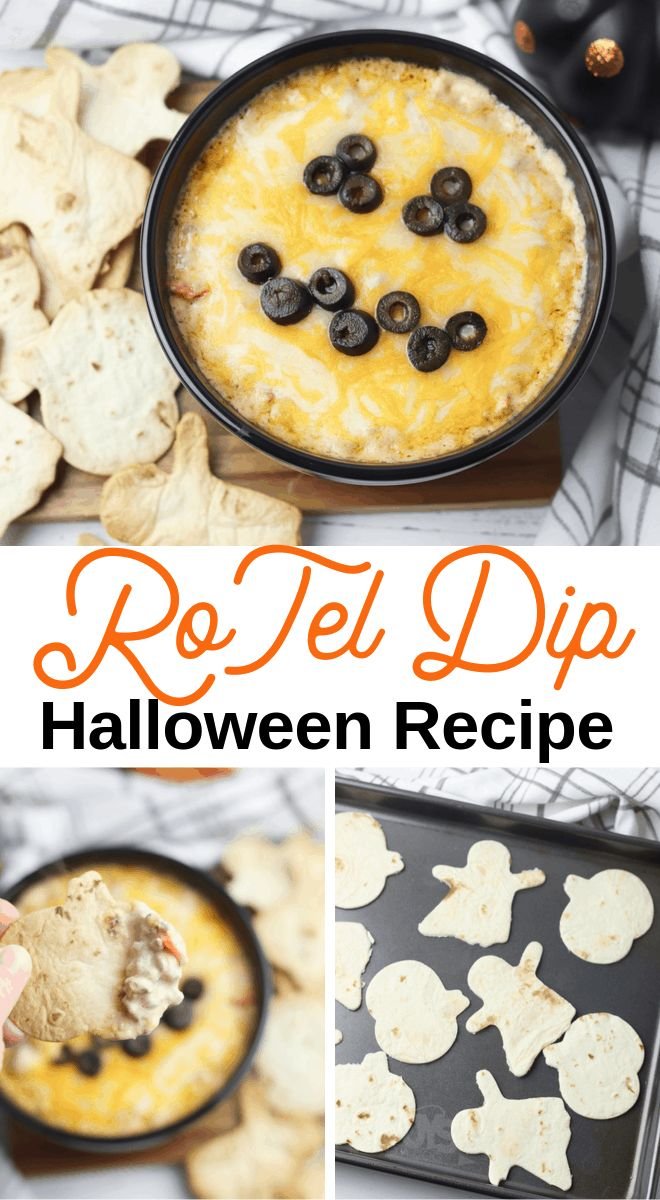 Halloween RoTel Dip Recipe with Baked Tortilla Chips