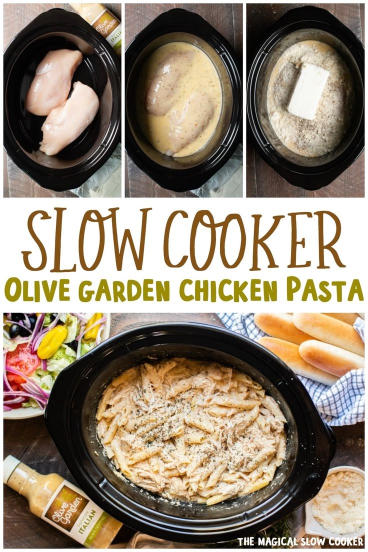 Slow Cooker Olive Garden Chicken Pasta Recipe | Crockpot recipes olive garden, Olive garden italian dressing, Slow cooker dinner