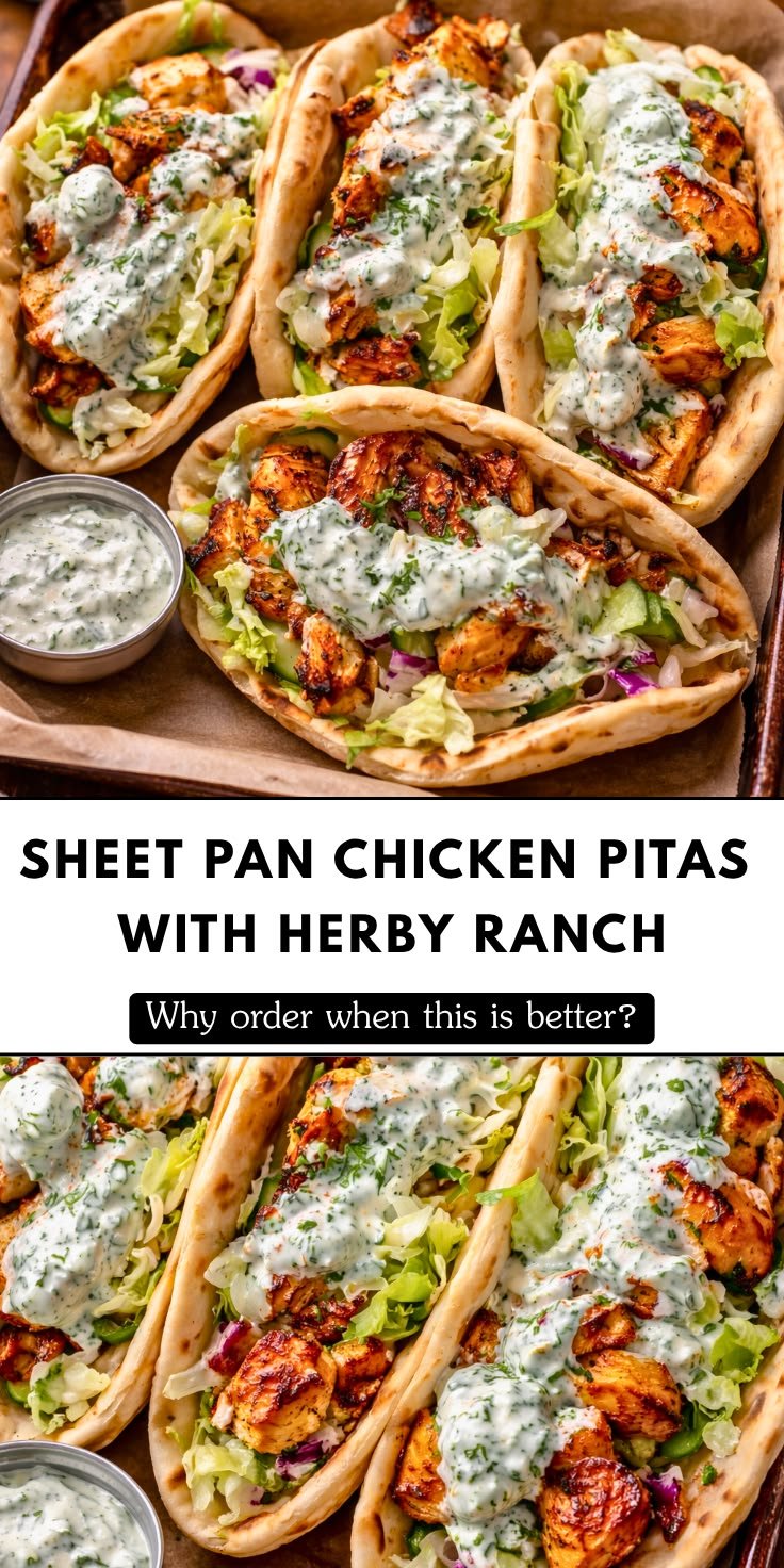 Sheet Pan Chicken Pitas with Herby Ranch