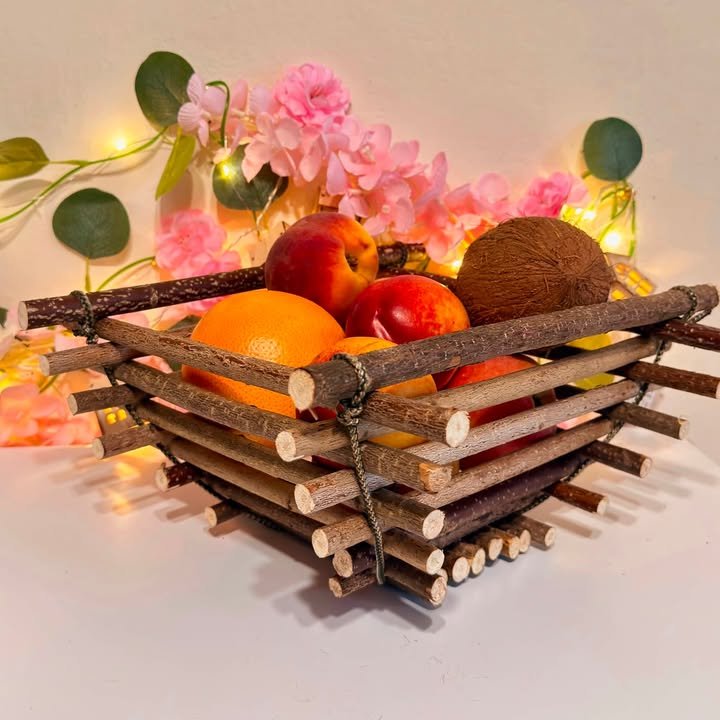 A beautiful hanging fruit basket made from simple tree branches! 🌿🍊✨
No glue, no complicated tools — just branches and thread. Such a simple idea that creates a unique and practical piece of home d...