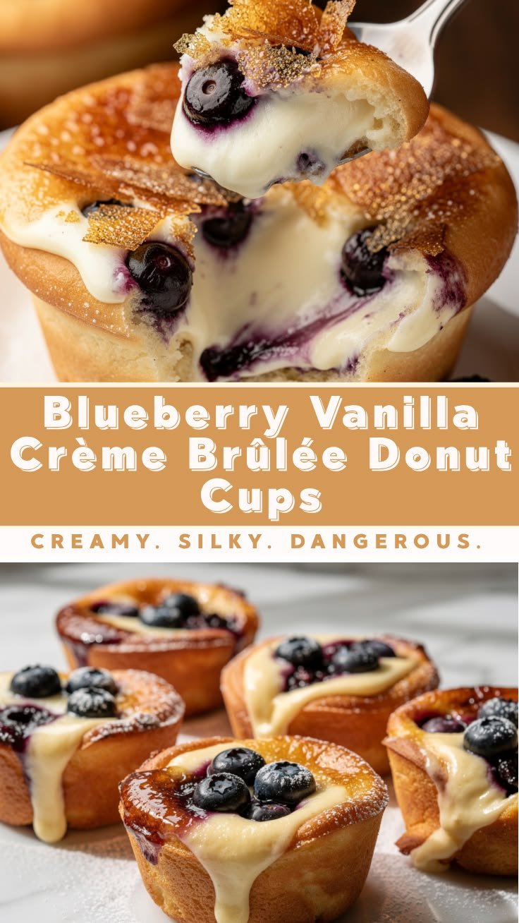 Mini Blueberry Vanilla Cream Donut Cups