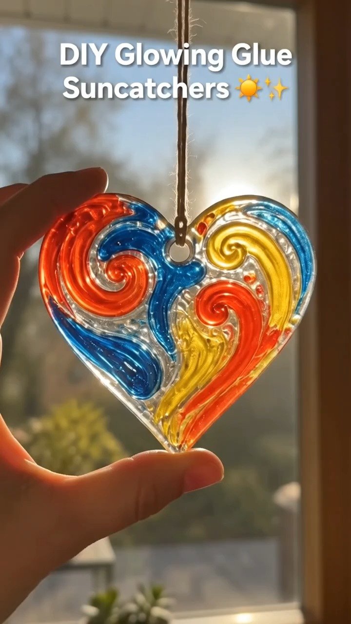 Schichten aus buntem Kleber trocknen zu hellen, durchsichtigen Formen, die das Sonnenlicht in jedem Fenster wunderschön einfangen.