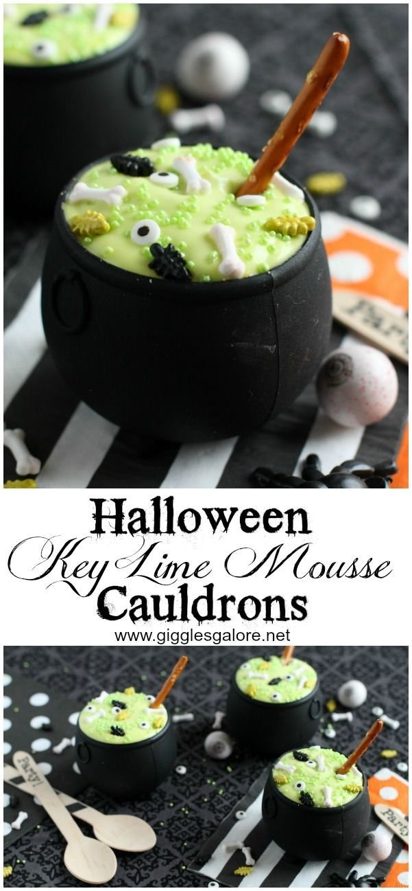 Bubbling Key Lime Mousse Cauldrons