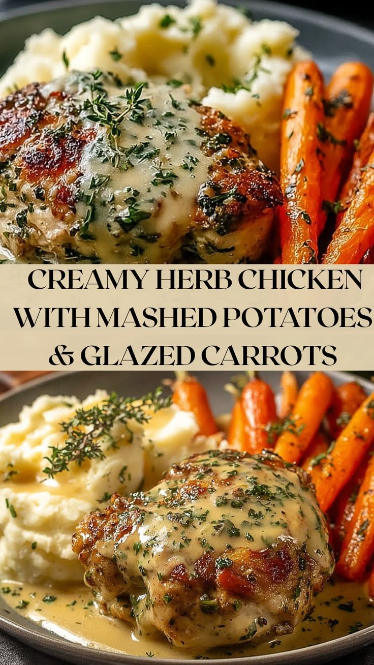 THIS Creamy Herb Chicken with Mashed Potatoes & Glazed Carrots Is PURE COMFORT FOOD MAGIC