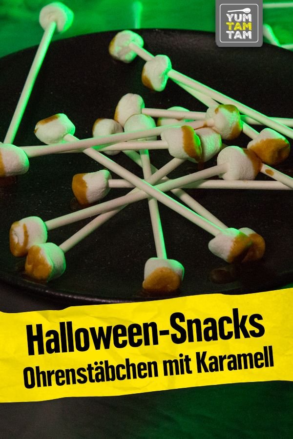 Halloween-Snack: Ohrenstäbchen mit Karamell