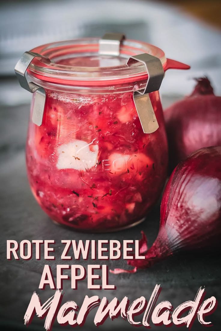 Rote Zwiebel Apfel Marmelade mit Chili