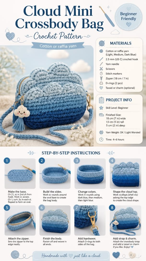 Crochet Cloud Mini Crossbody Bag