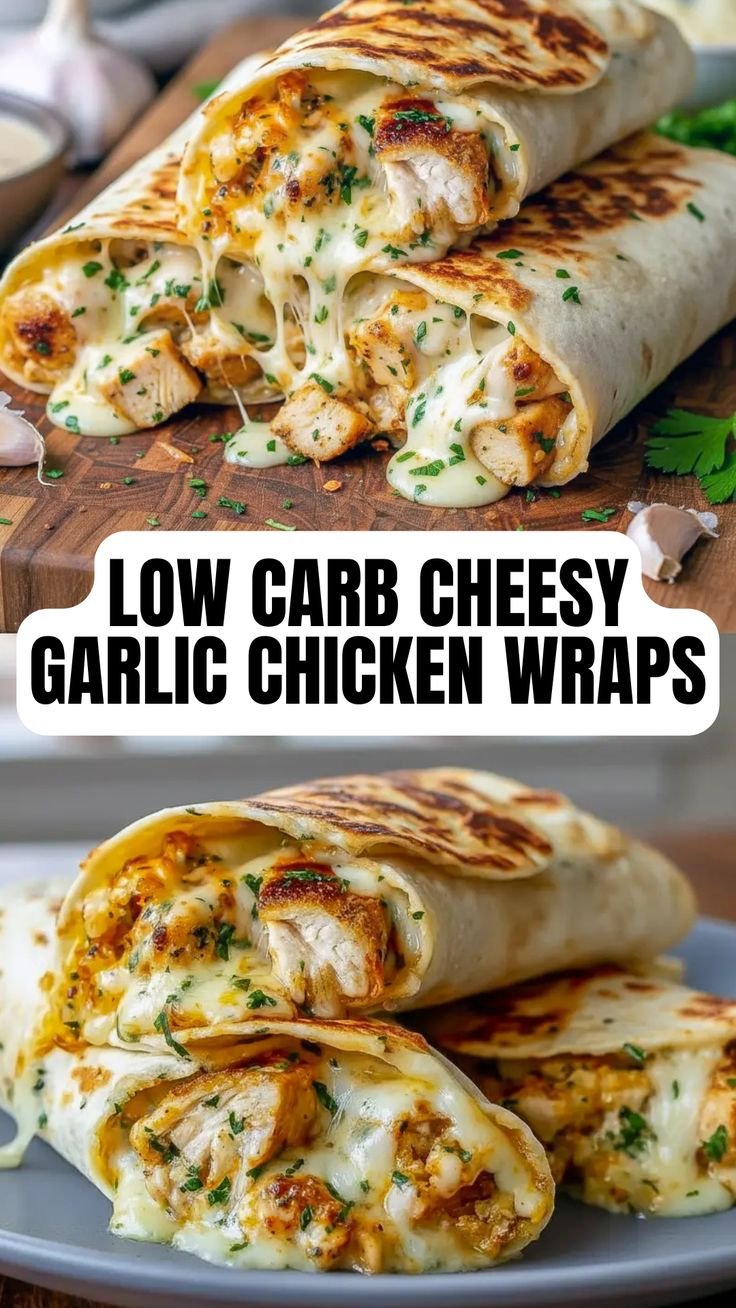Shockingly Easy Low Carb Cheesy Garlic Chicken Wraps - Top Chicken Meal Prep Ideas Low Carb