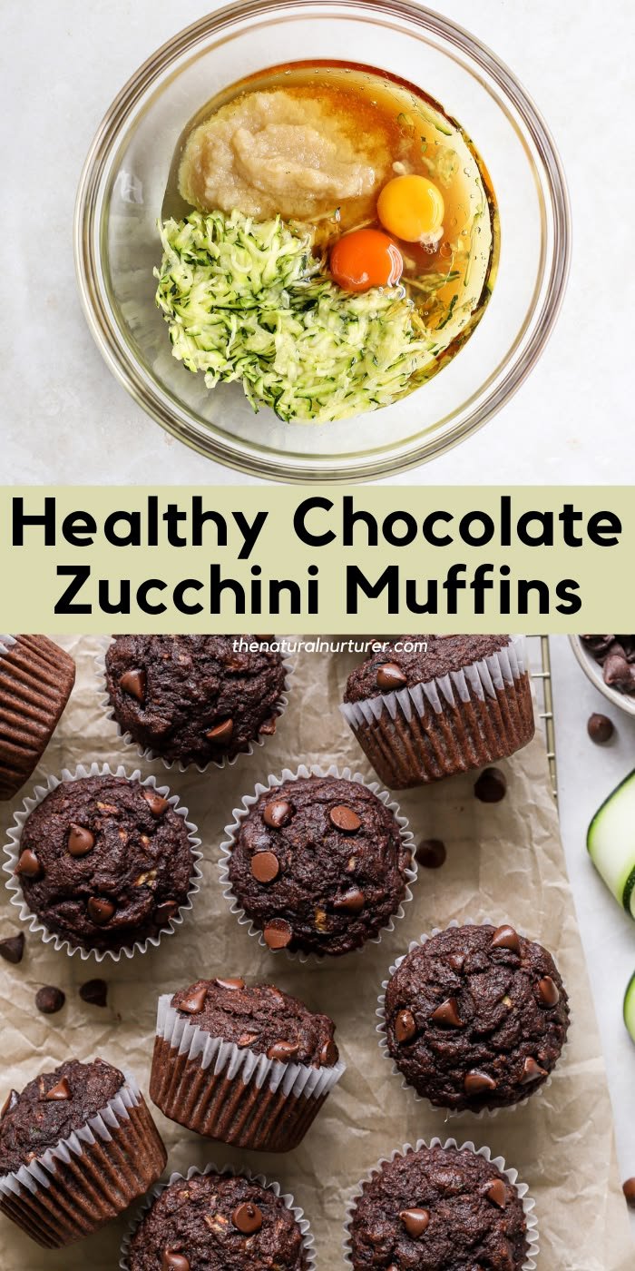 Veggie-Loaded Healthy Chocolate Zucchini Muffins | Zucchini muffin recipes healthy, Healthy chocolate muffins with veggies, Grated zucchini
