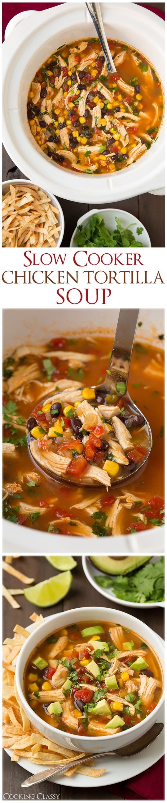 Slow Cooker Chicken Tortilla Soup | Easy & Delicious Recipe | Rotisserie chicken tortilla soup crock pot, Slow cooker meals, Crock pot meals