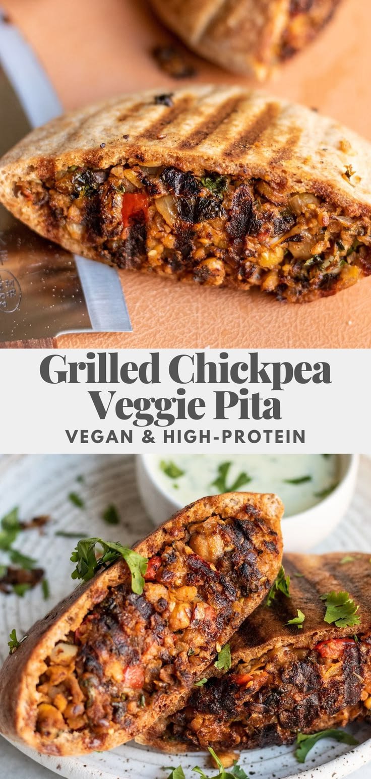 Grilled Chickpea Veggie Pitas - Plant Based RD
