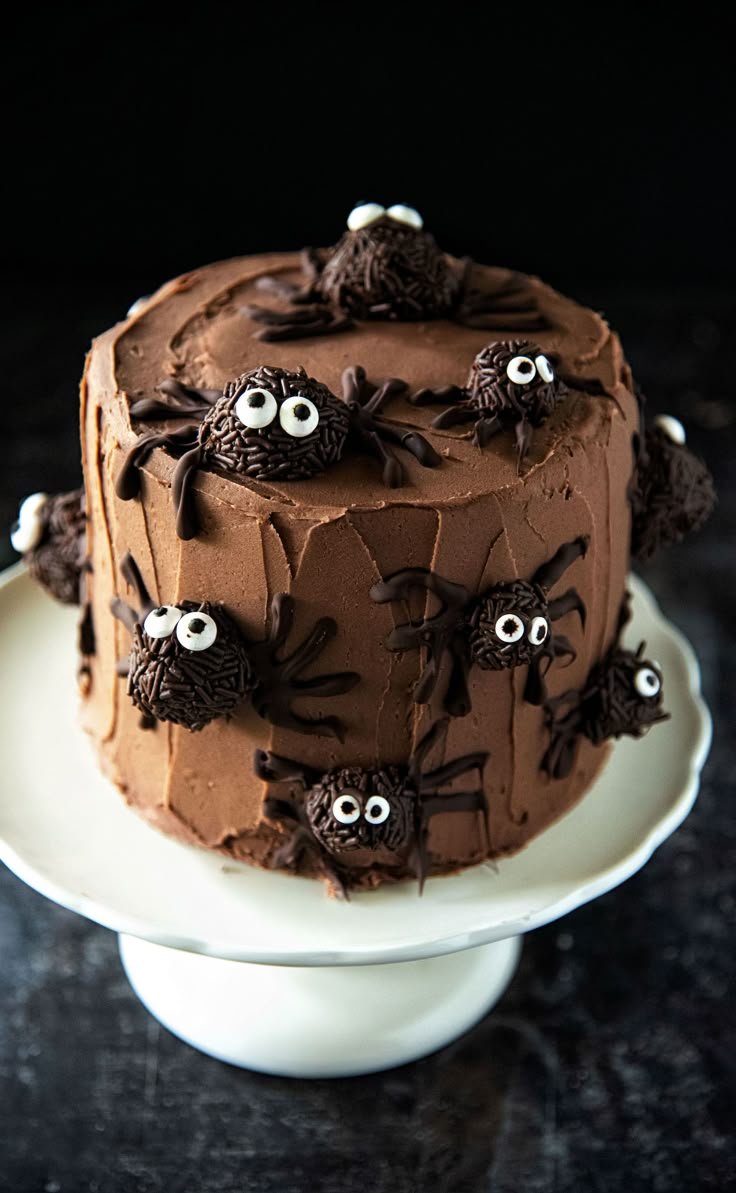 Spooky Spider Cake for Halloween | Halloween spider cake, Spooky cake with spider decorations, Chocolate cake halloween ideas