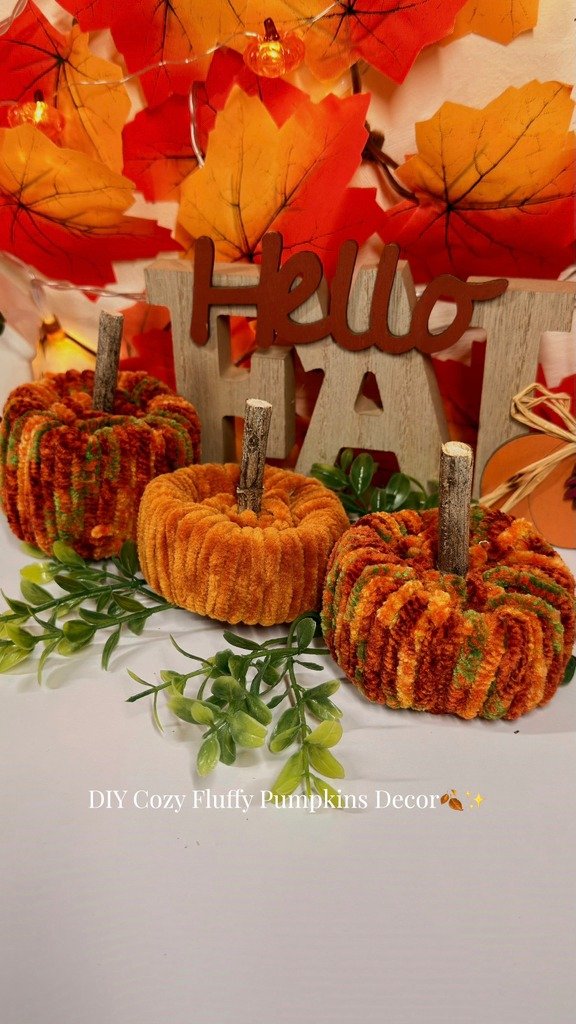 DIY Cozy Fluffy Pumpkins 🍂✨ #autumn #DIY #crafts #creativeideas #falldecor #pumpkinseason #handmade