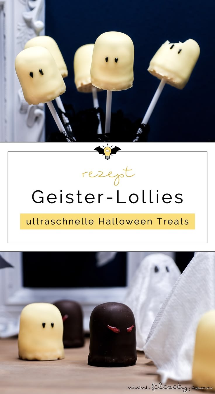 Das wahrscheinlich schnellste Halloween-Rezept überhaupt: Diese süßen Geister-Lollies und Schattenmonster aus Schaumküss… | Halloween snack ideen, Halloween kindergeburtstag, Halloween essen ideen