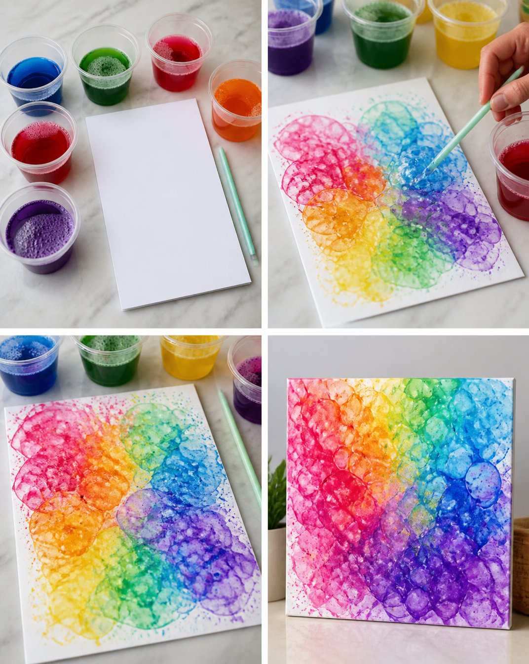 Color Splash Bubble Rainbow Canvas