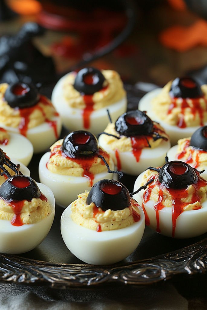 Spooky Halloween devil eggs Halloween finger food ideas