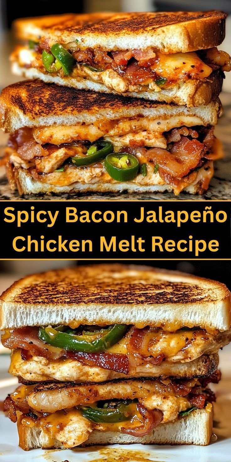 Spicy Bacon Chicken Melt | Chicken and Bacon Sandwiches, Chicken and Bacon Grilled Cheese, Flavor-Packed Recipes