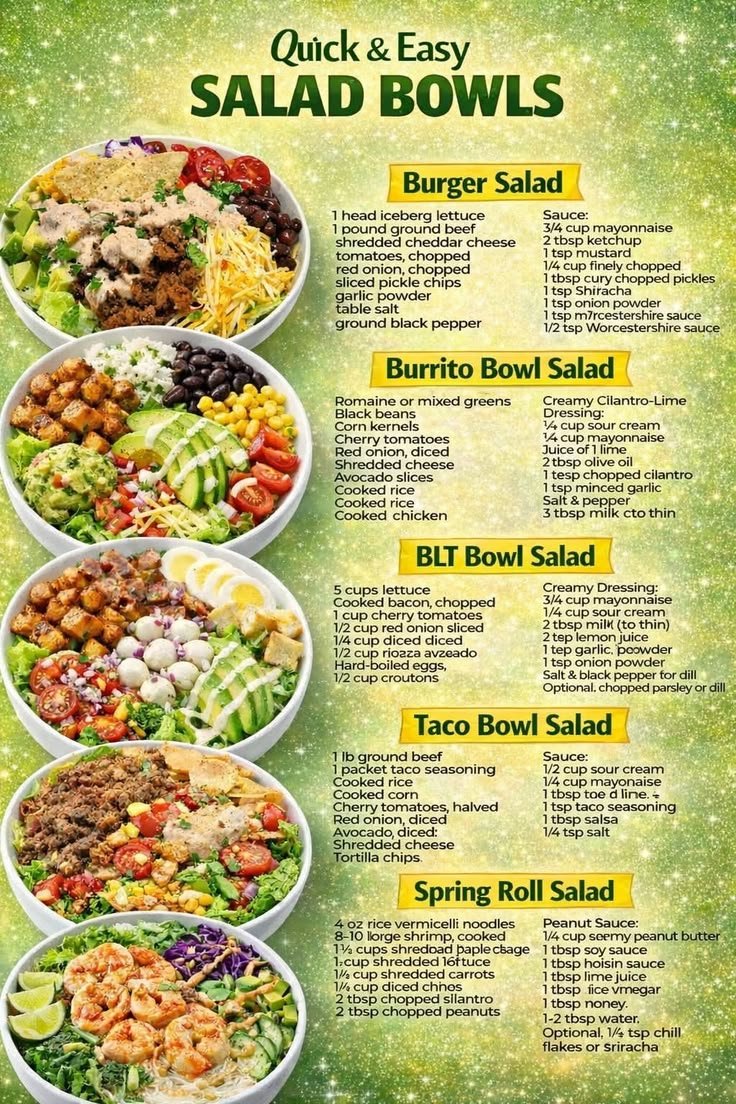How to meal prep for week | Meal prep for the week with recipes, Healthy bowl meals clean eating, Dinner salad ideas main dishes