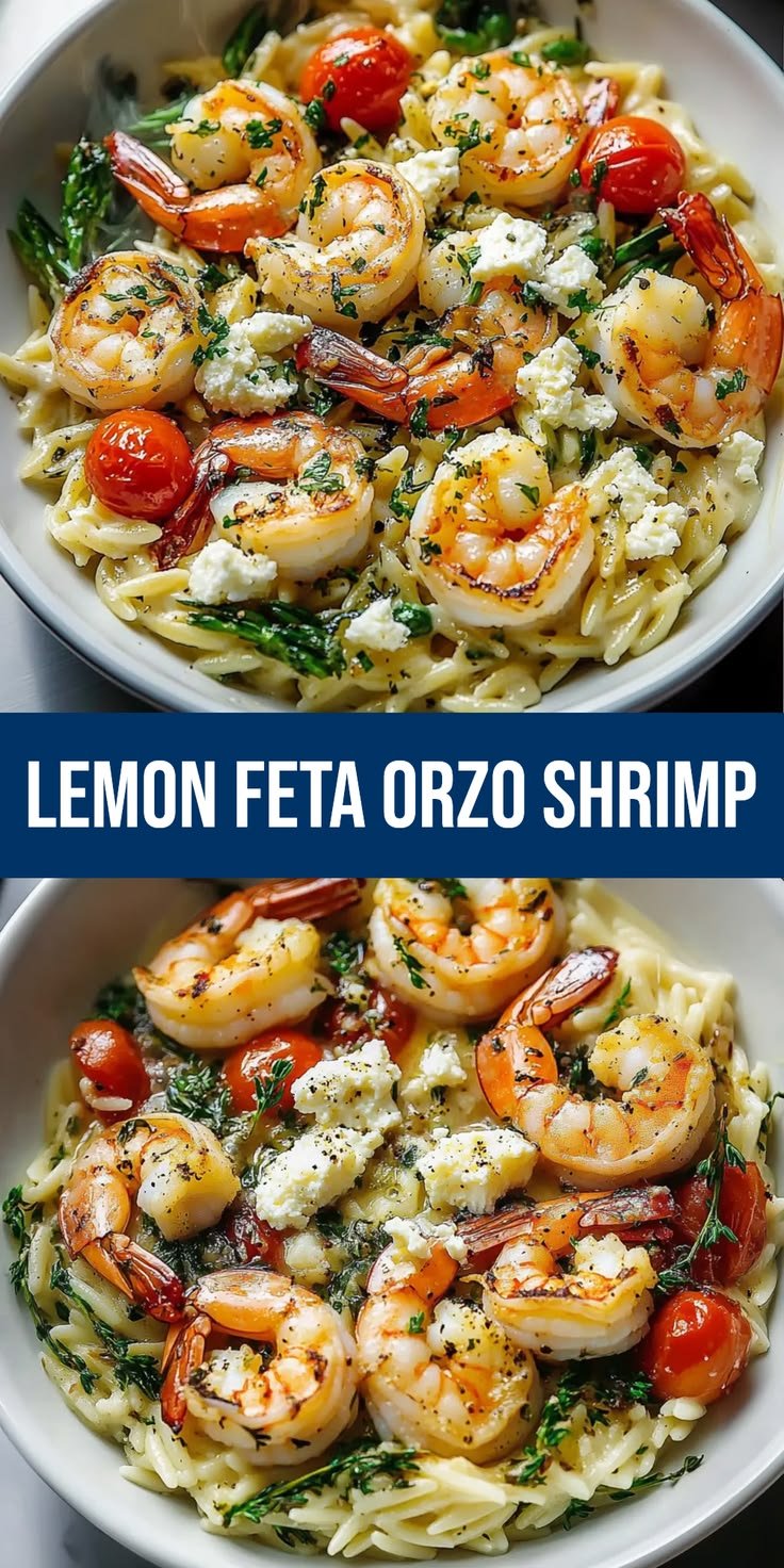 Lemon Feta Orzo Shrimp